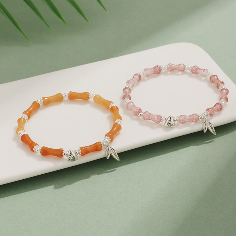 Peridot Weiß Jade Bambus Fu Symbolisches Glücksarmband