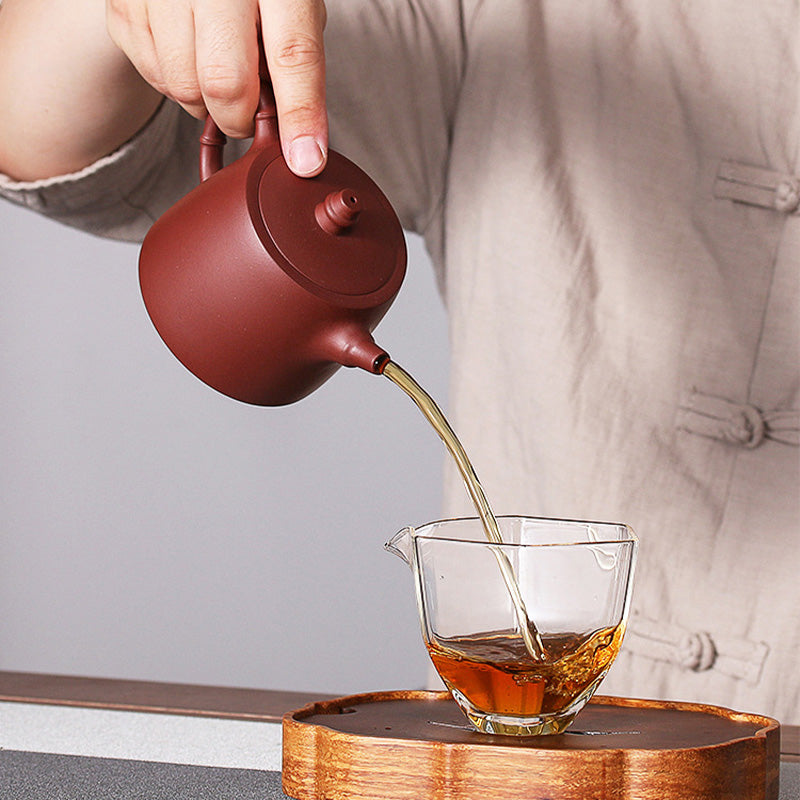 Handgefertigte Kung-Fu-Teekanne aus Bambus aus violettem Ton, 260 ml