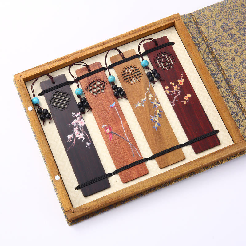 Lesezeichen-Set aus Holz mit vier Jahreszeiten | Zen-Dekor-Geschenk