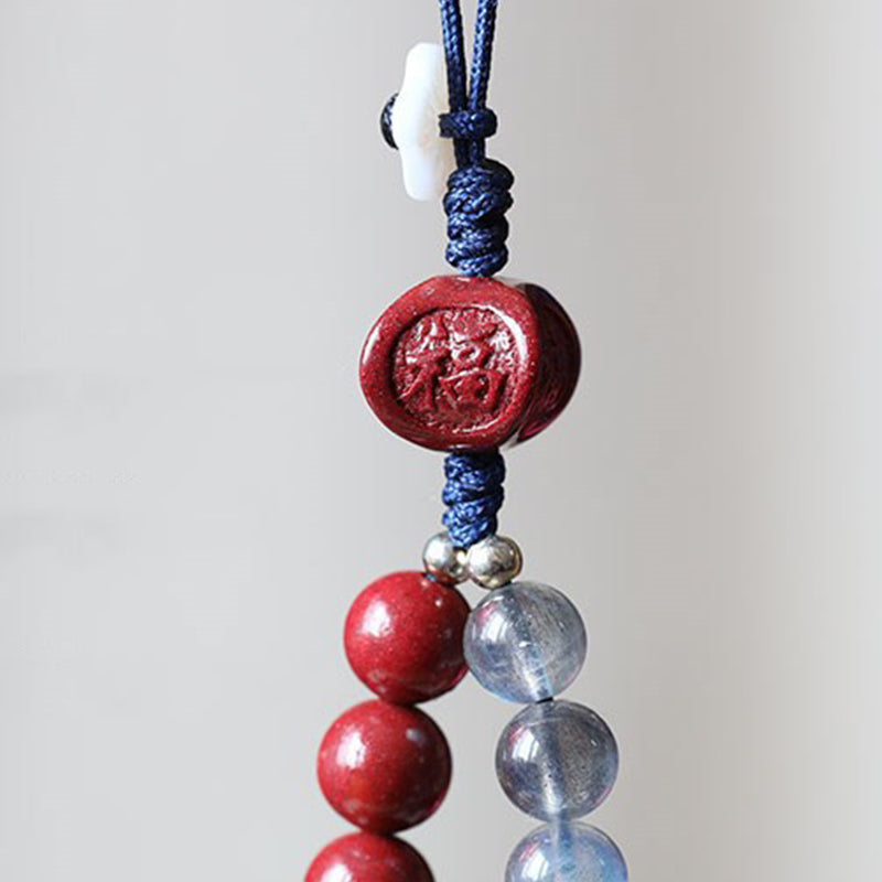 Natürlicher Mondstein, Zinnober, 6 mm, Telefondekoration für Ruhe und Positivität