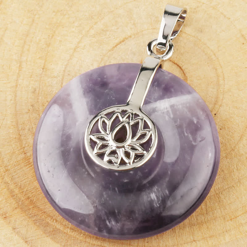 Verschiedene Kristalle Amethyst Pink Lotus Heilung Halskette