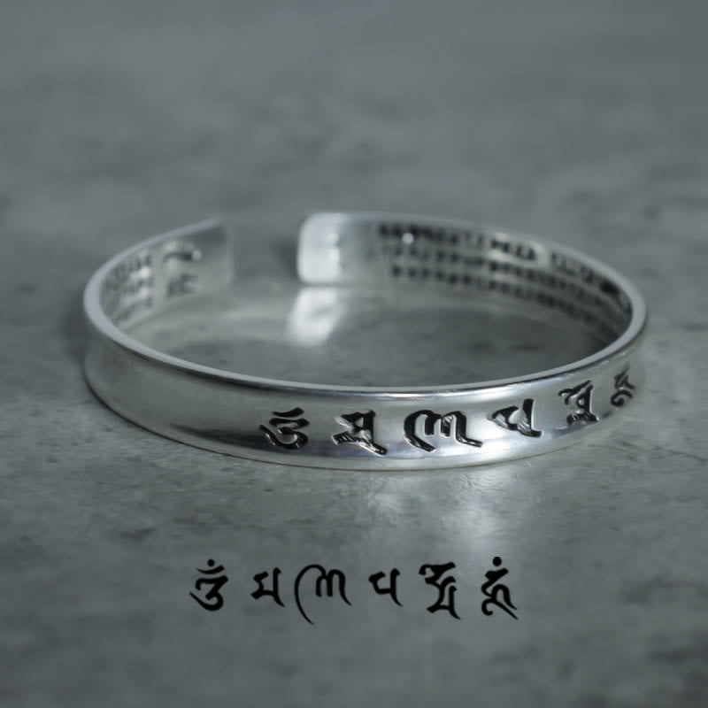 8mm White Copper Om Mani Padme Hum Meditation Bracelet