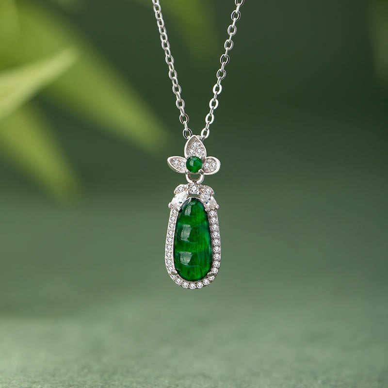 Cyan Jade Erbsen Design Glücks-Heilungskette in 925 Silber