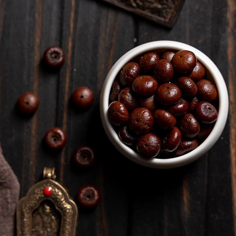 Lila Bodhi-Samen & Hetian Jade Weisheitsarmband 12mm