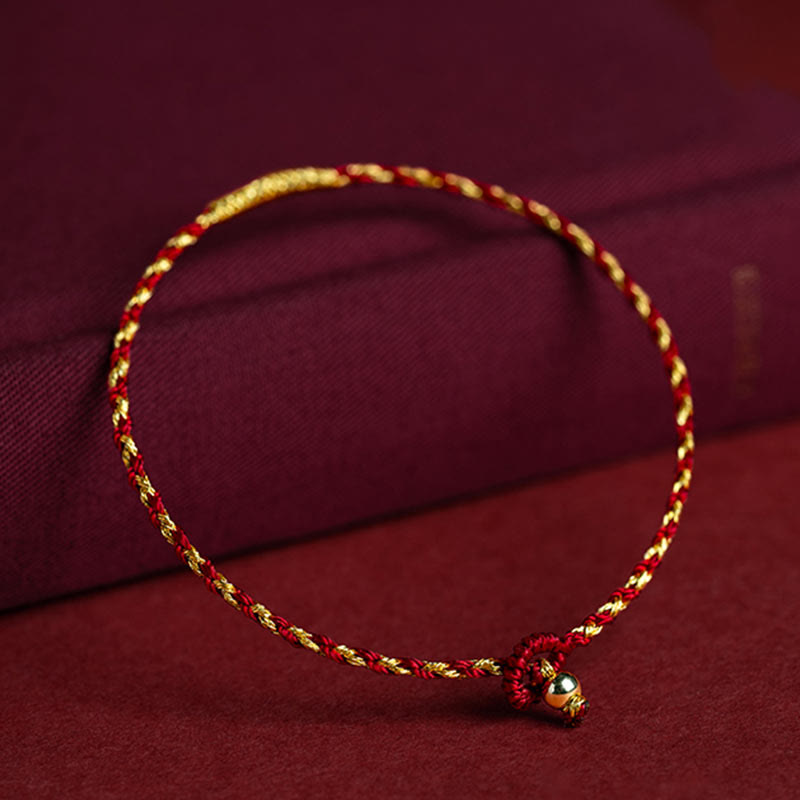 14K Gold Plated King Kong Knot Rope Bracelet for Spiritual Luck