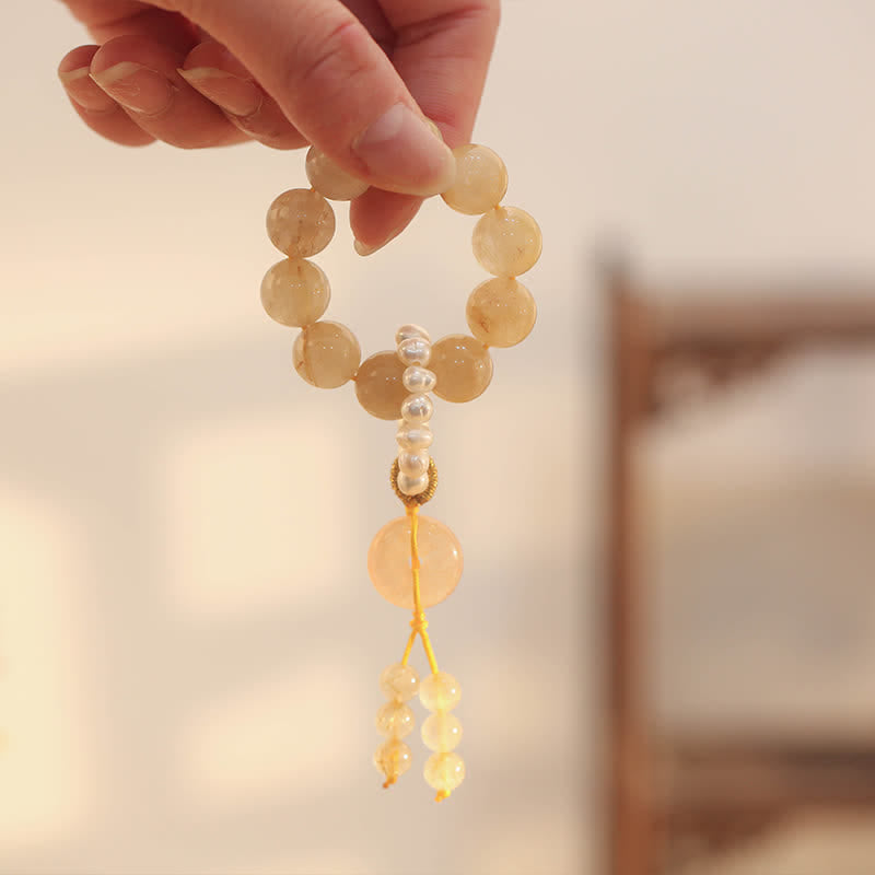 12mm Citrine Bracelet with Peace Buckle for Prosperity