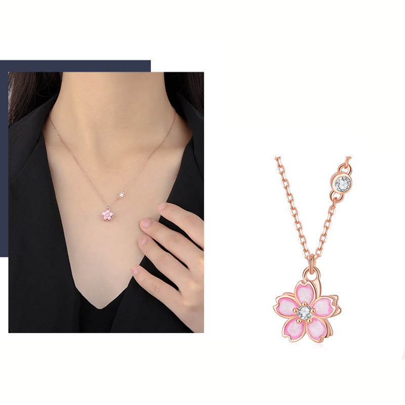 925 Sterling Silber Kirschblüten-Schutzkette