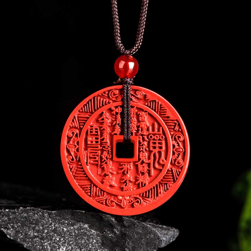 Natural Cinnabar Mountain Ghosts Spend Money Pendant | Blessing Necklace
