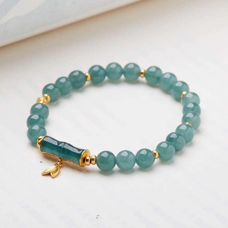 7mm Jade Glücksbringer Armband | Sterling Silber vergoldet