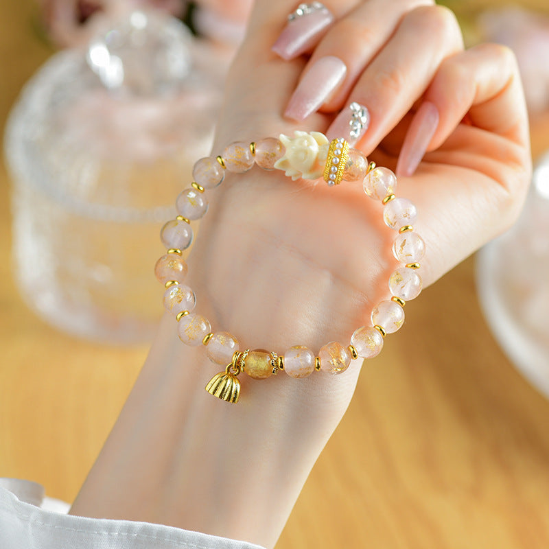 8,5 mm Räucherasche-Liuli-Glas-Spiritual-Armband mit neunschwänzigem Fuchs-Anhänger
