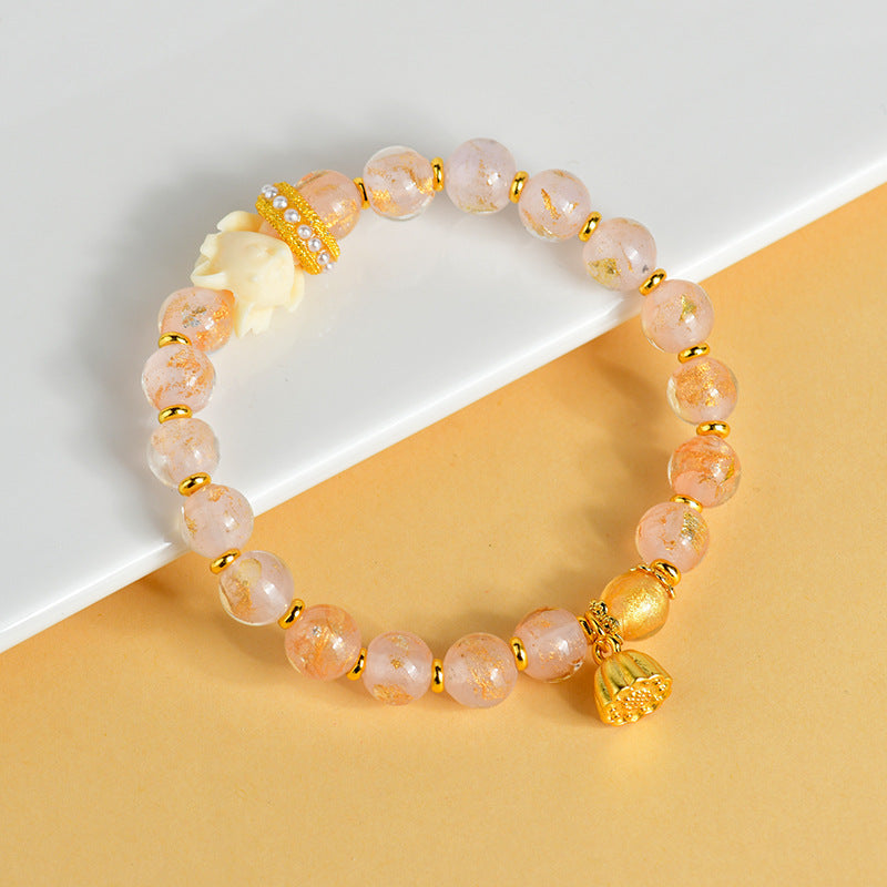 8,5 mm Räucherasche-Liuli-Glas-Spiritual-Armband mit neunschwänzigem Fuchs-Anhänger