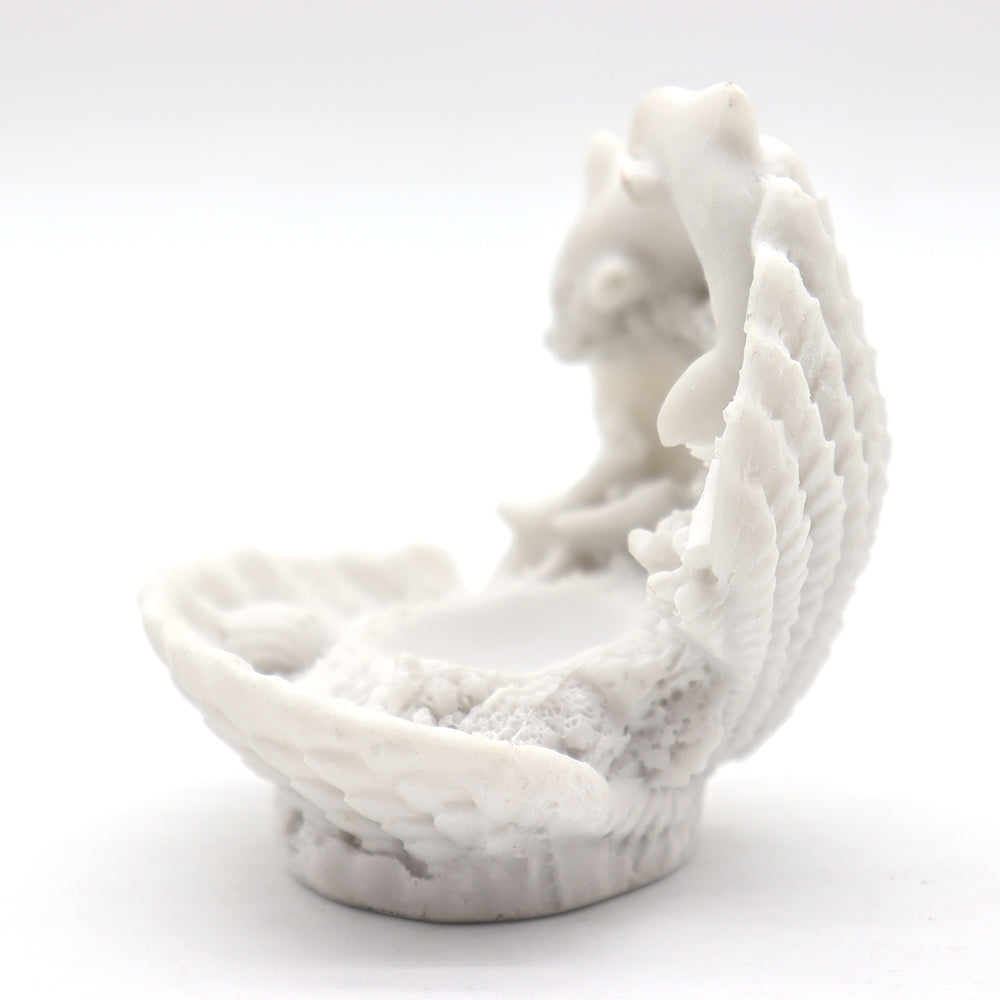 8,6 cm Muschelform, weißer Harzkristallkugelständer