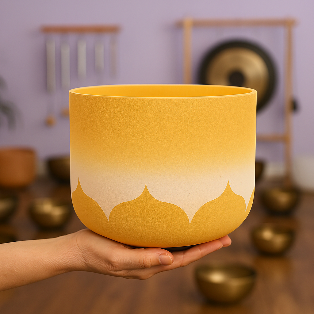 8" Kristallklangschale mit goldenem Lotus-Design