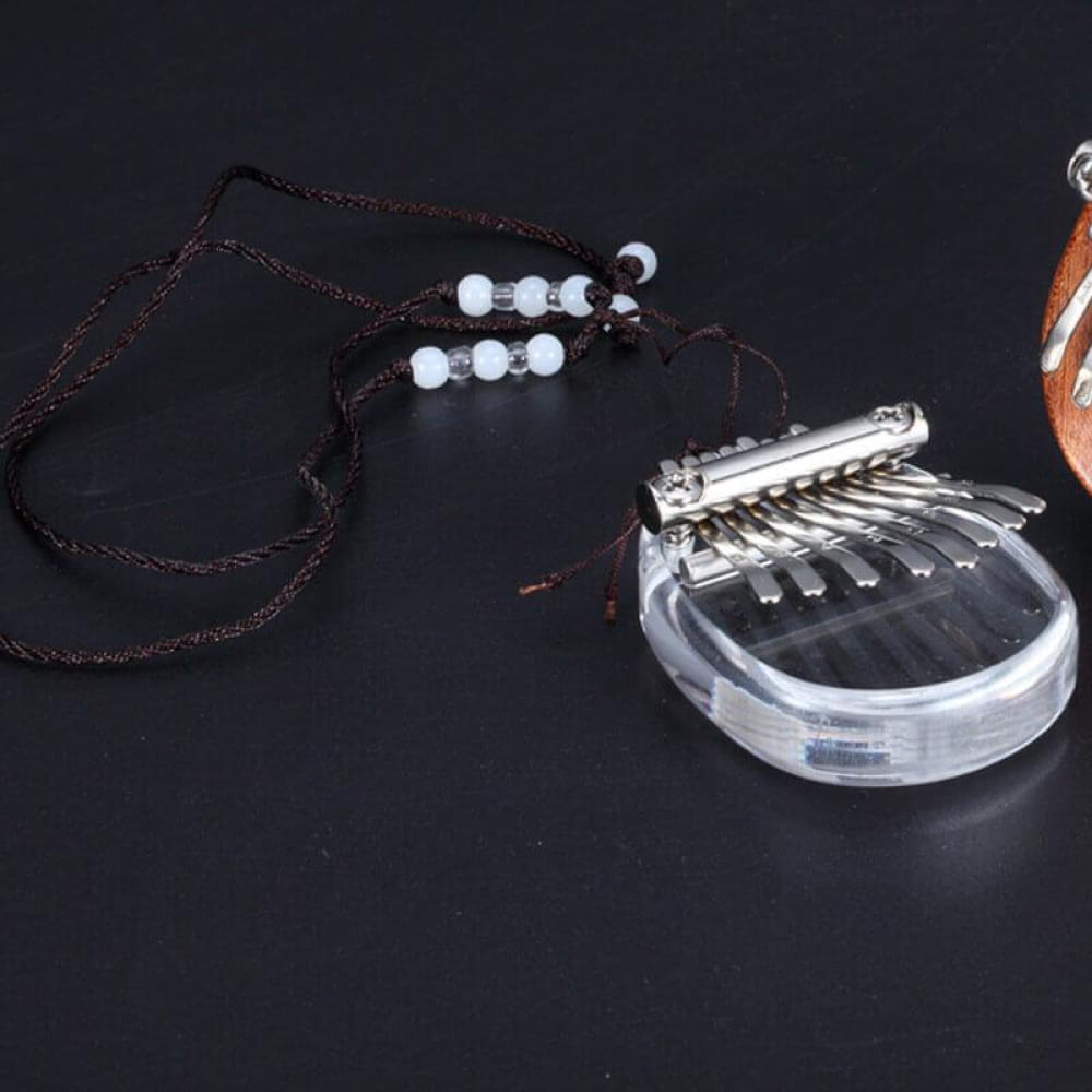 Clear Acrylic 8-Key Kalimba Thumb Piano for Kids with Metal Tines and Beaded Cord