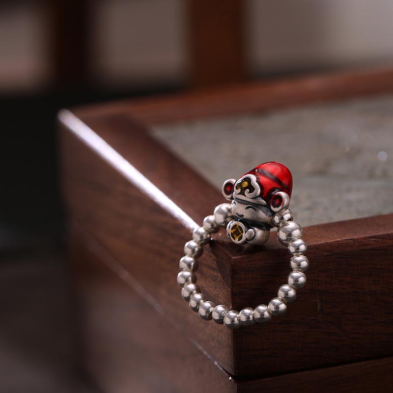 925 Sterling Silber Gott des Reichtums Schutzring 53-54mm