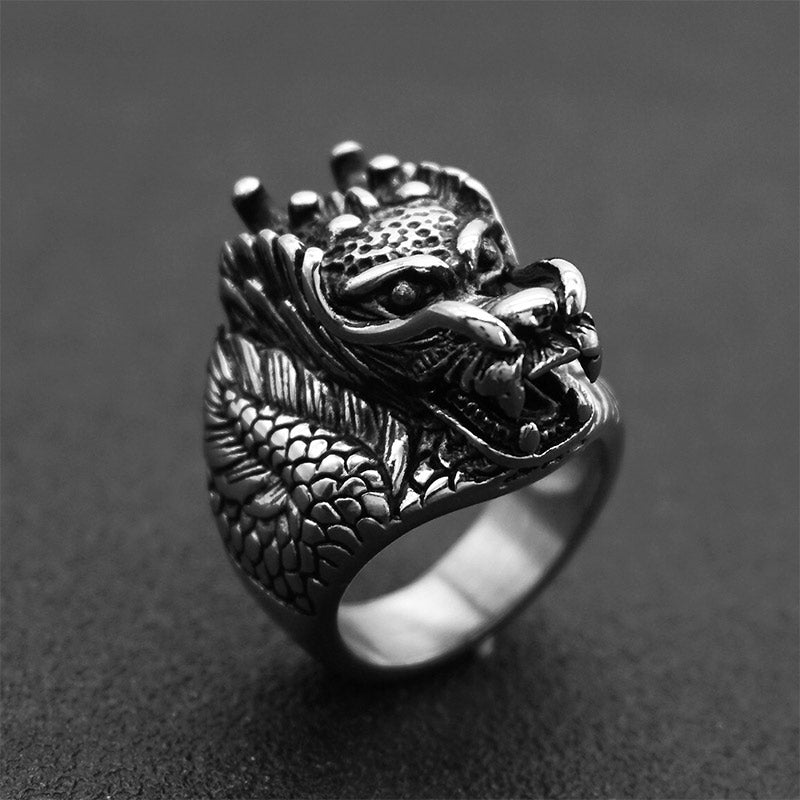 Dragon Balance Titanium Steel Ring for Mental Clarity