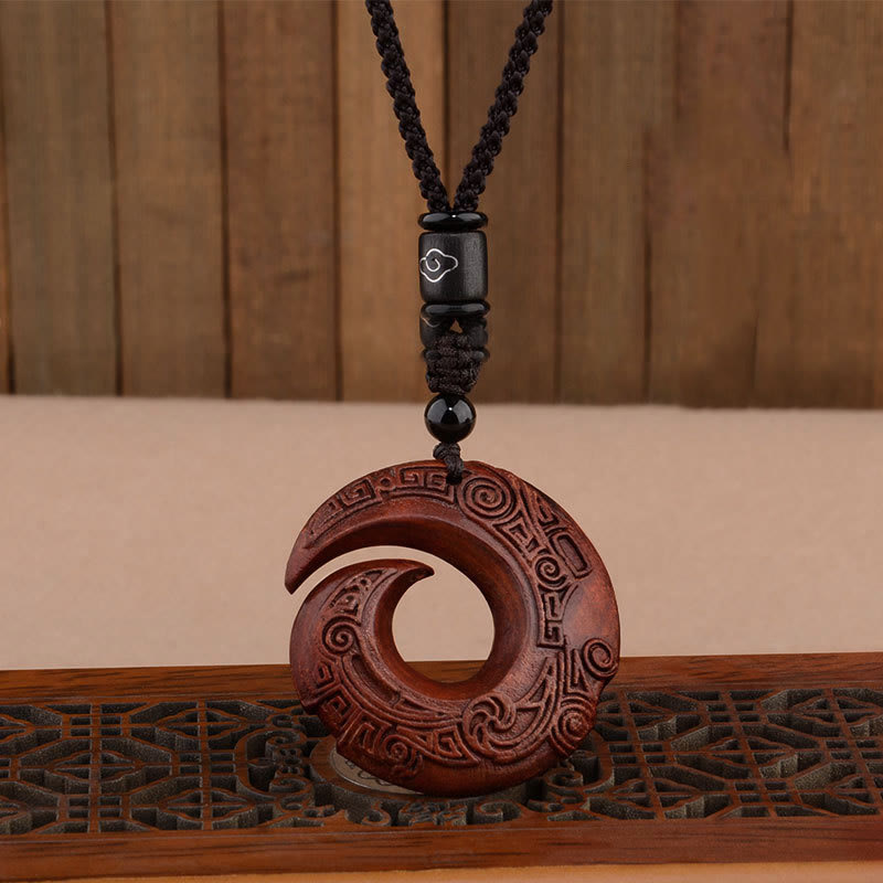 Small Leaf Red Sandalwood Ebony Wood Spiritual Protection Necklace