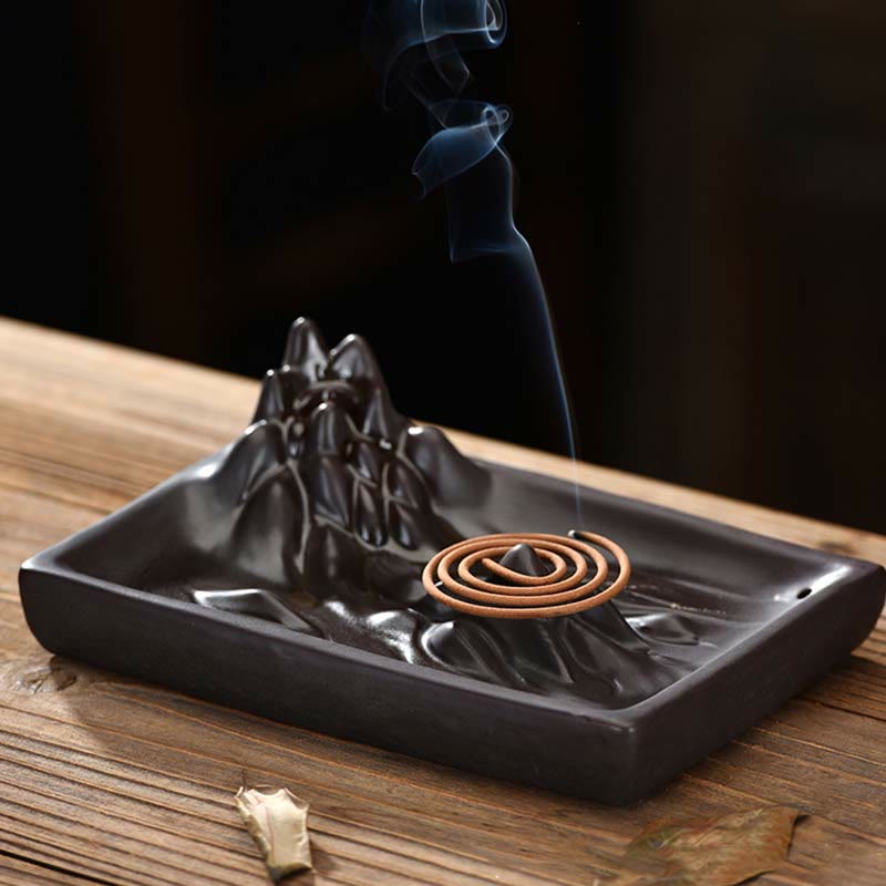 Ceramic Mountains Flowing Water Backflow Incense Burner