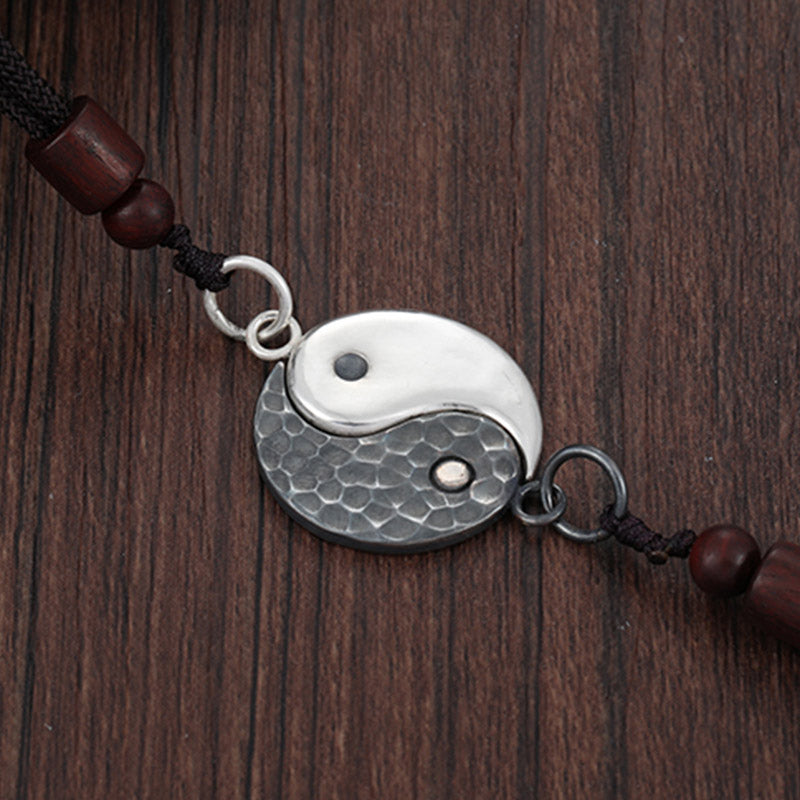 990 Sterling Silver Yin Yang Balance Necklace Pendant