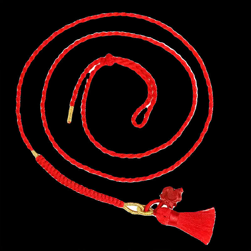 Bauchkette mit Zinnoberdrachen-Schutz, rote Schnur, 2,5 mm