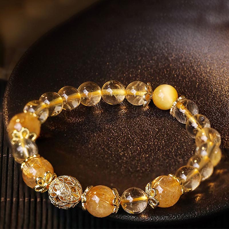 8mm Natural Citrine Prosperity Bracelet for Protection