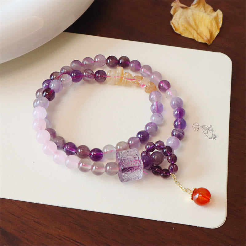 Amethyst-Citrin-Doppelwickelarmband für positive Transformation