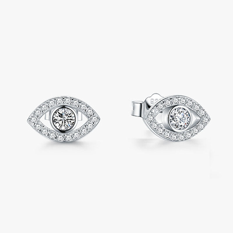 Sterling Silver Evil Eye Protection Stud Earrings