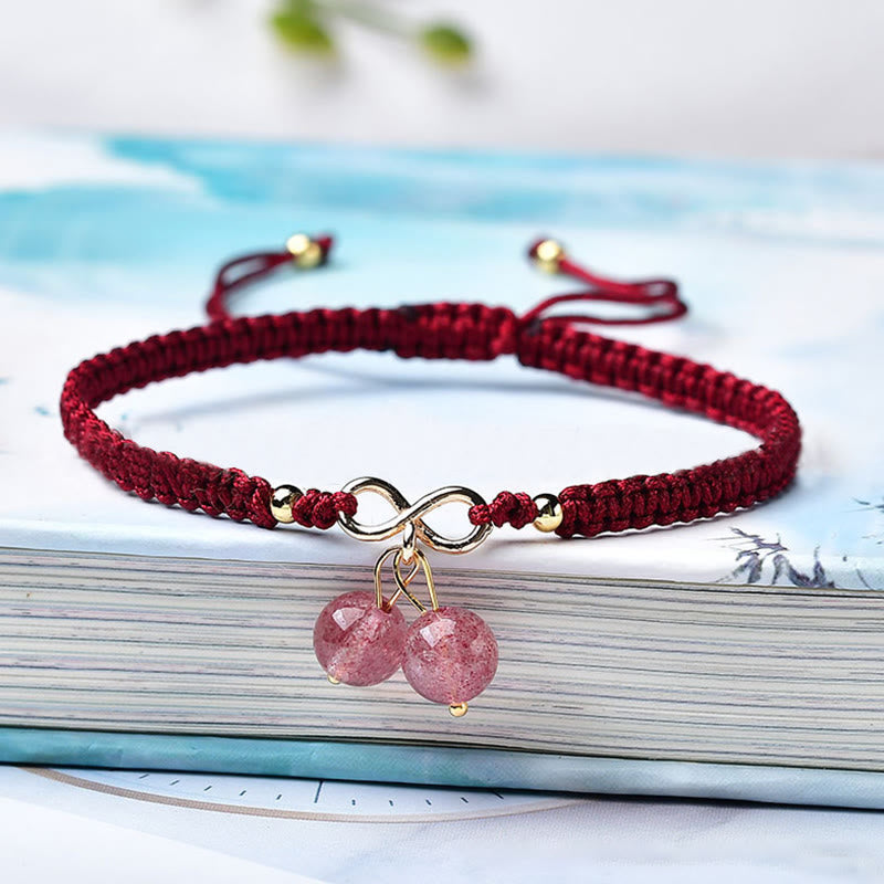Natural Strawberry Quartz Amethyst Green Phantom Bracelet for Positive Energy