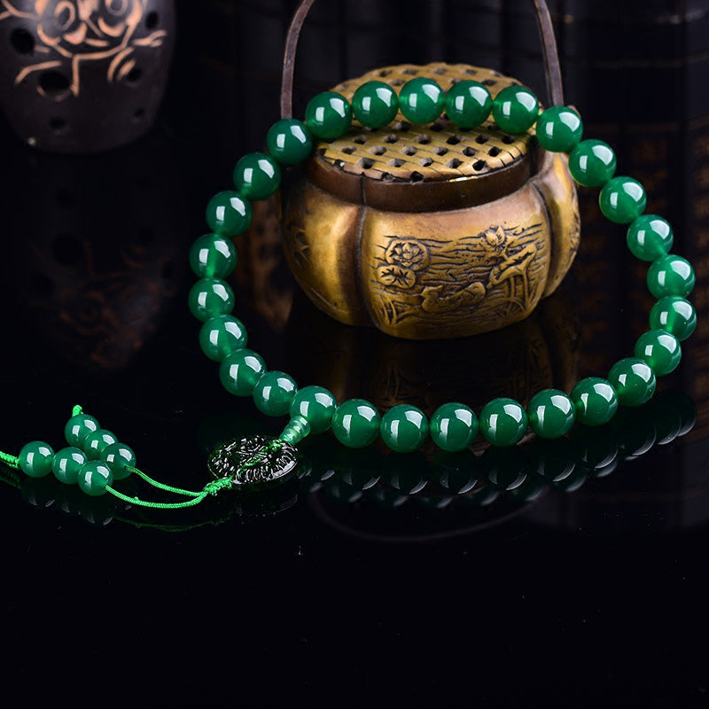 12mm Green Agate Mala Bracelet for Manifestation & Success