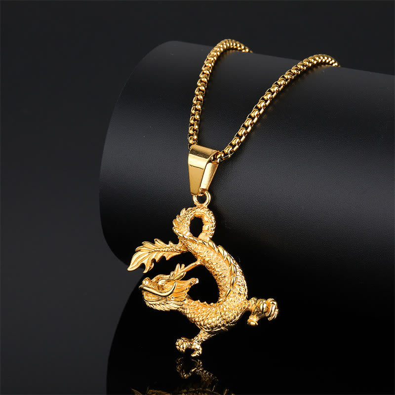 Titanium Steel Dragon Necklace | Luck Protection Pendant