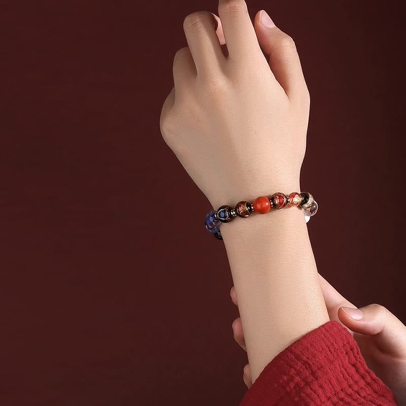 Om Mani Padme Hum Tibetisches Handgelenk Mala | 18 Räucherasche Liuli Glasperlen