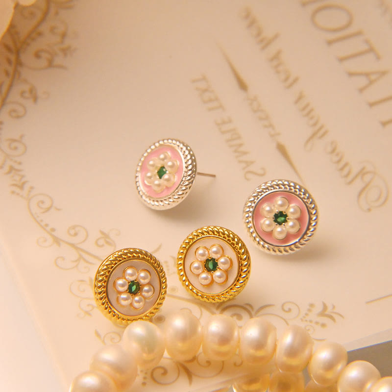 Enamel Flower Spiritual Earrings for Luck and Prosperity