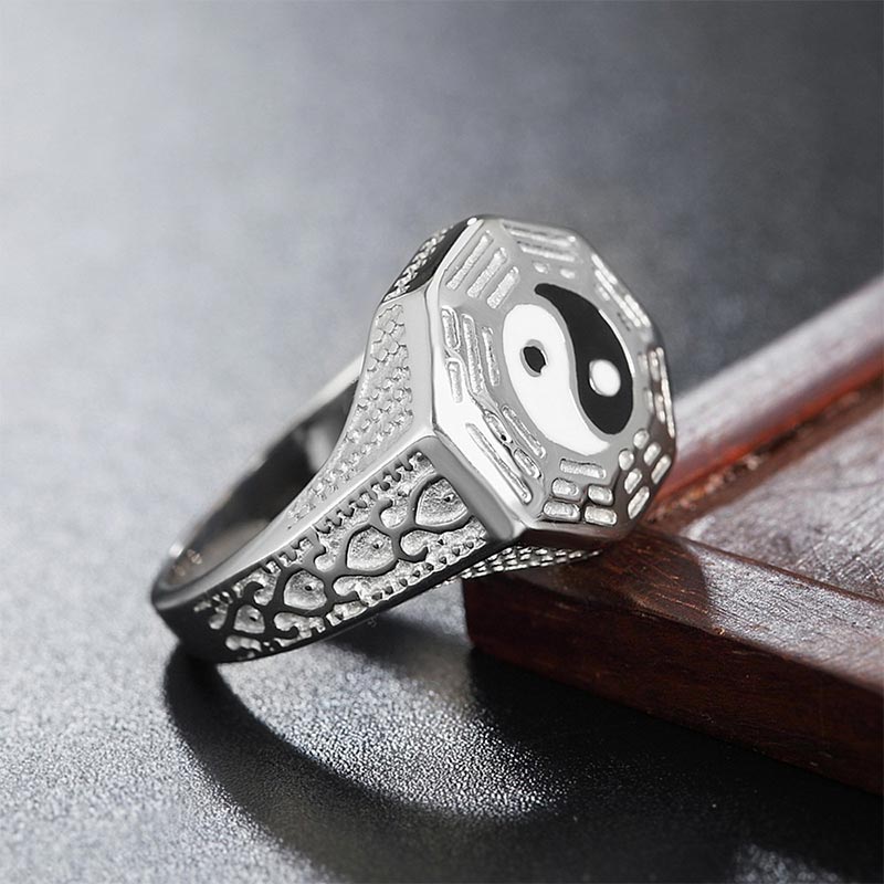 Unisex Kupfer Yin Yang Glücksring für Balance & Harmonie