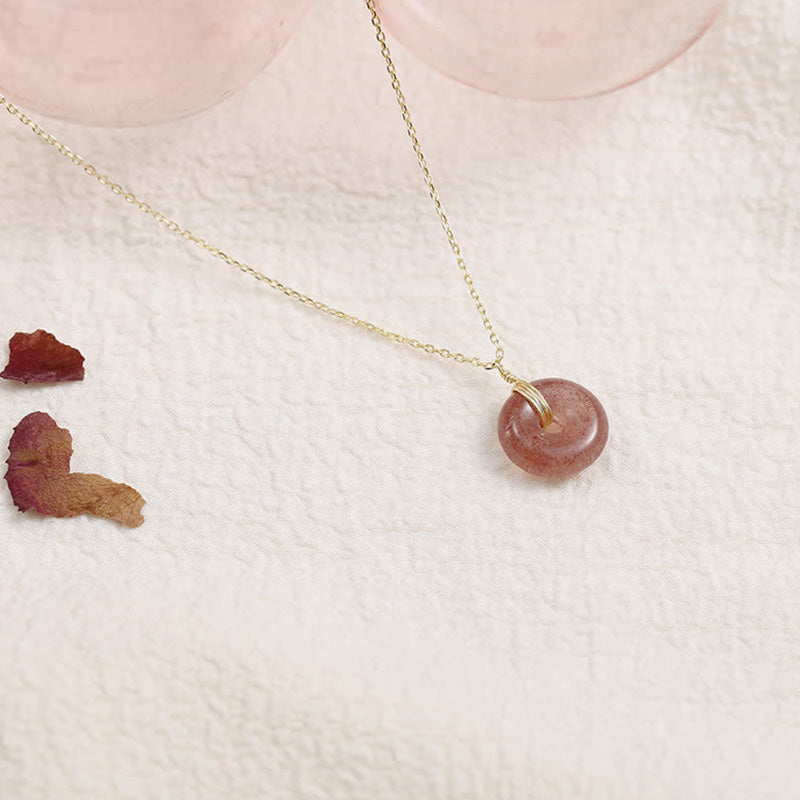 Strawberry Quartz Silver Necklace 45cm for Healing & Love