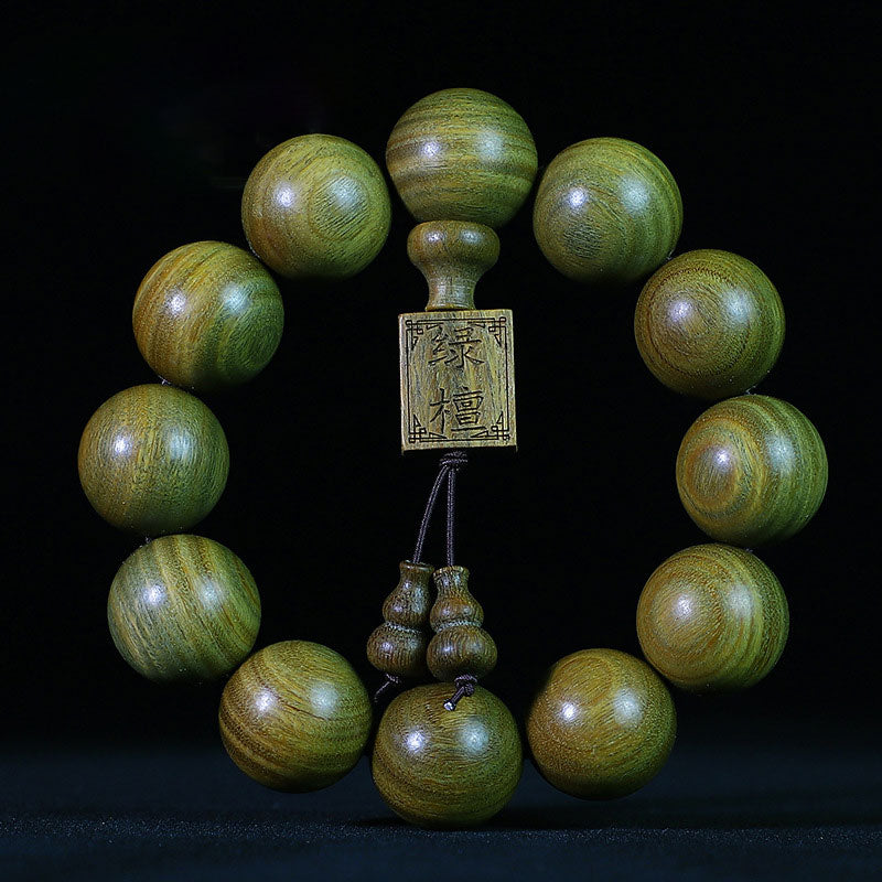 15 mm grünes Sandelholz-Armband zur Beruhigung und Heilung, Meditation