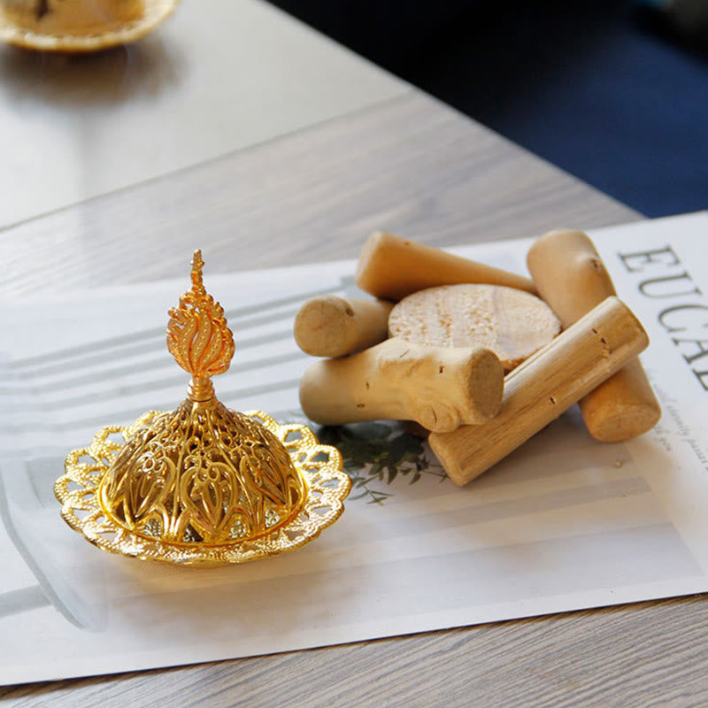 Gold Alloy Healing Mini Incense Burner for Meditation & Relaxation
