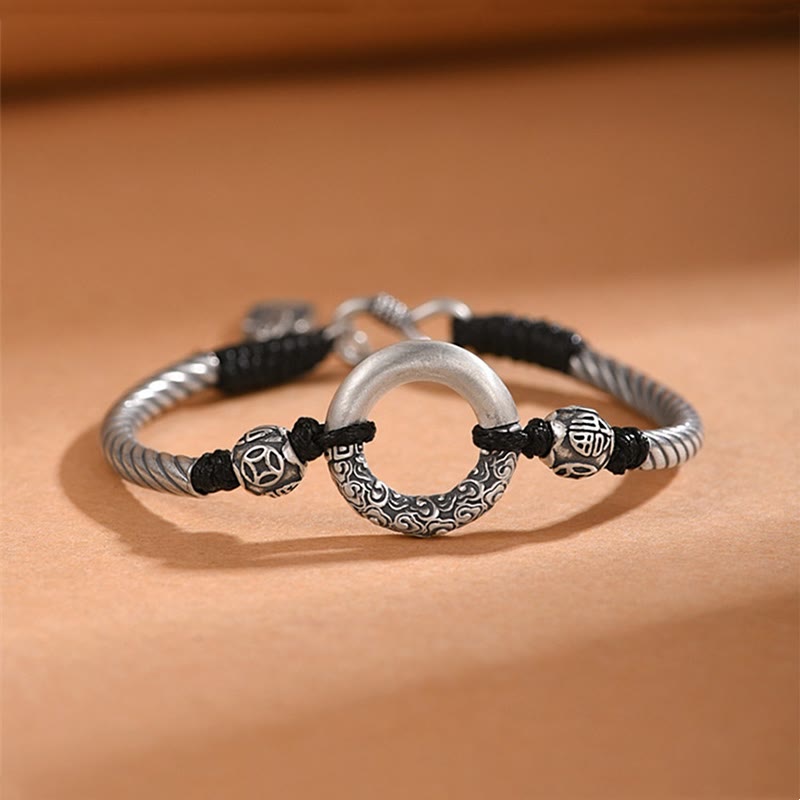 Peace Buckle 999 Sterling Silver Spiritual Bracelet for Fortune