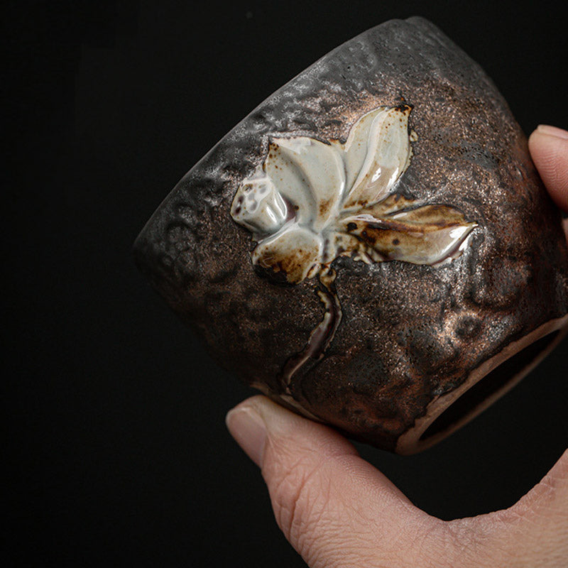 Lotusblatt-Blumen-Keramik-Kung-Fu-Teetasse, 110 ml