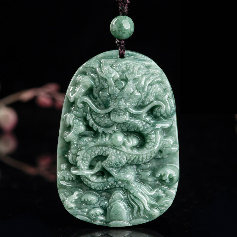 Handgemachte Jade-Drachen-Wohlstandskette mit 6 mm Perlen