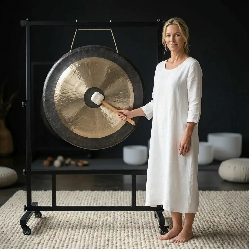 26 Zoll Chinesischer Gong mit Ständer und Schlägel - Schlaginstrument