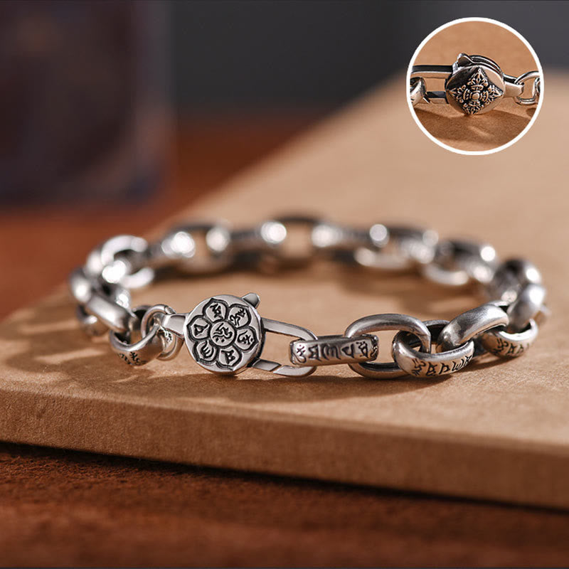 925 Sterling Silver Om Mani Padme Hum Bracelet for Calm