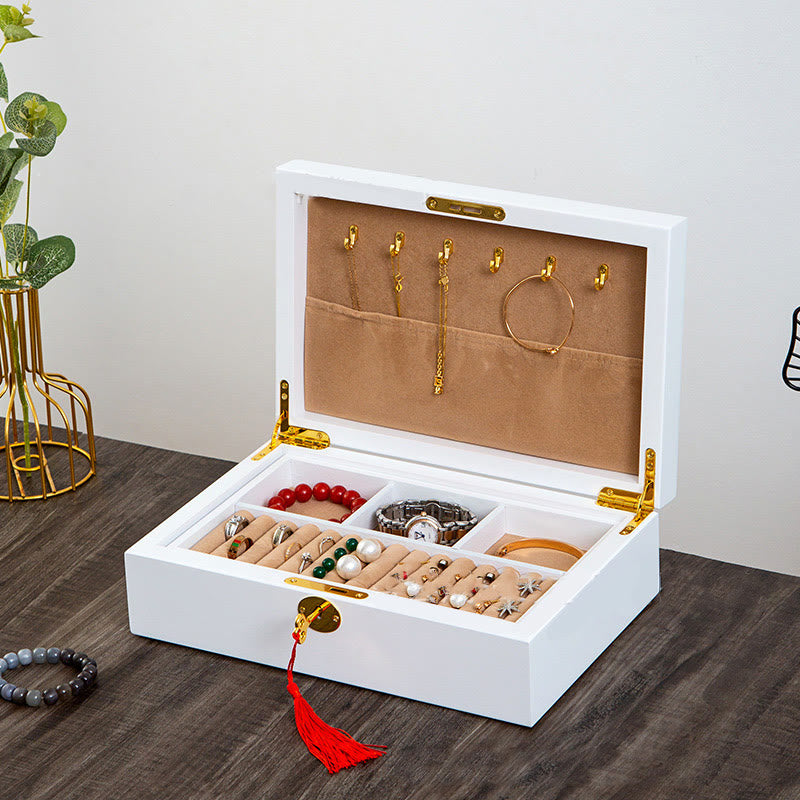 Two-Layer Solid Wood Jewelry Box | Vintage Spiritual Storage