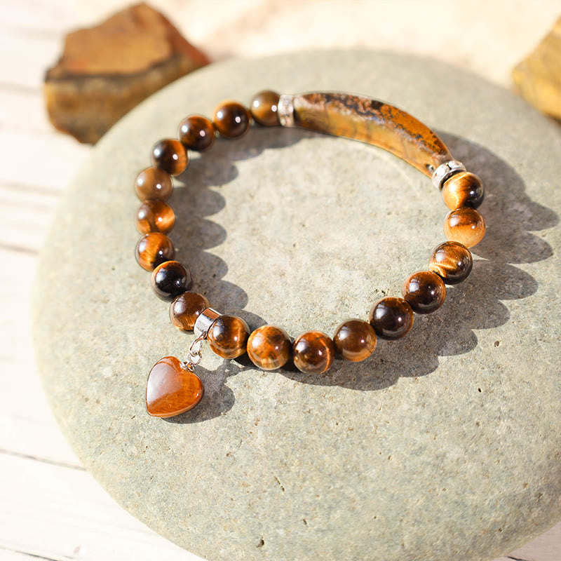 Natural Quartz Love Heart Healing Beads Bracelet 8mm