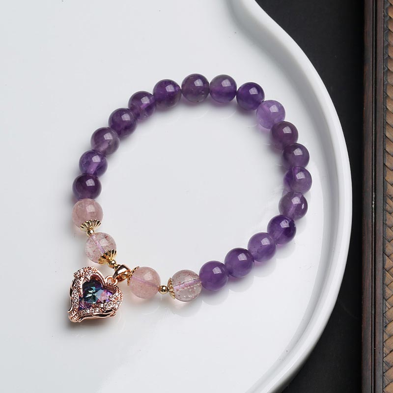 8 mm Amethyst-Erdbeerquarz-Heilarmband