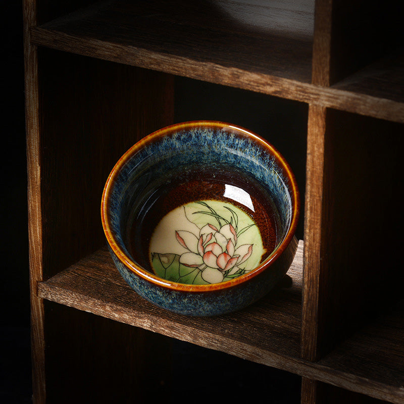 8 cm Keramik Jian Zhan Drachenlotus Teetasse | Zen Dekor