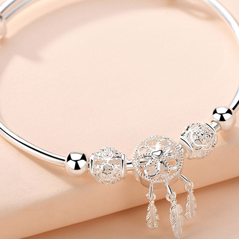 Traumfänger-Charm-Armband aus weißem Kupfer für Glück und Heilung