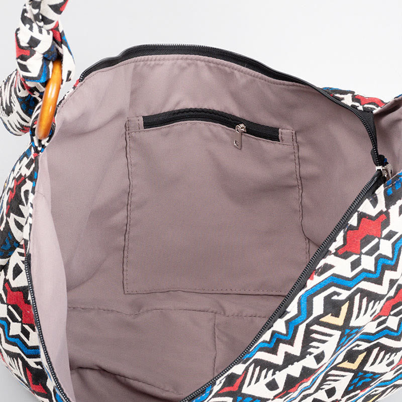 Umhängetasche mit geometrischem Streifenmuster | Verstellbare Schultertasche