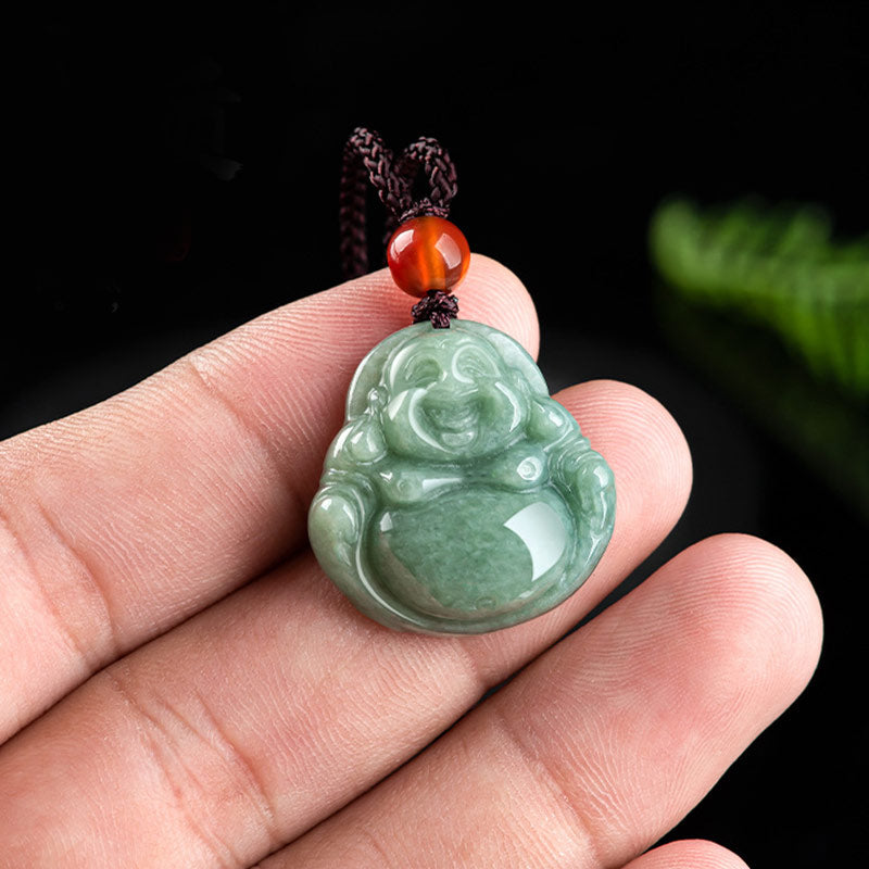 Cyan Jade Lachender Buddha Erfolgskette Unisex 24mm