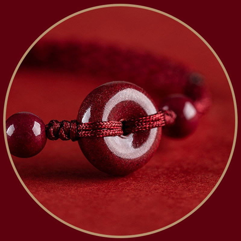 Zinnober-Armband mit Friedensschnalle | Sichere und gesunde Charm-Schnur