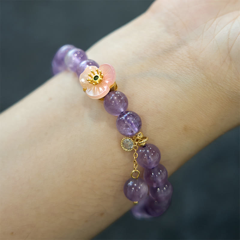 8 mm Amethyst-Pfirsichblüten-Heilarmband